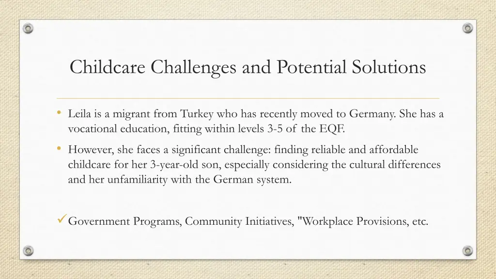 childcare challenges and potential solutions