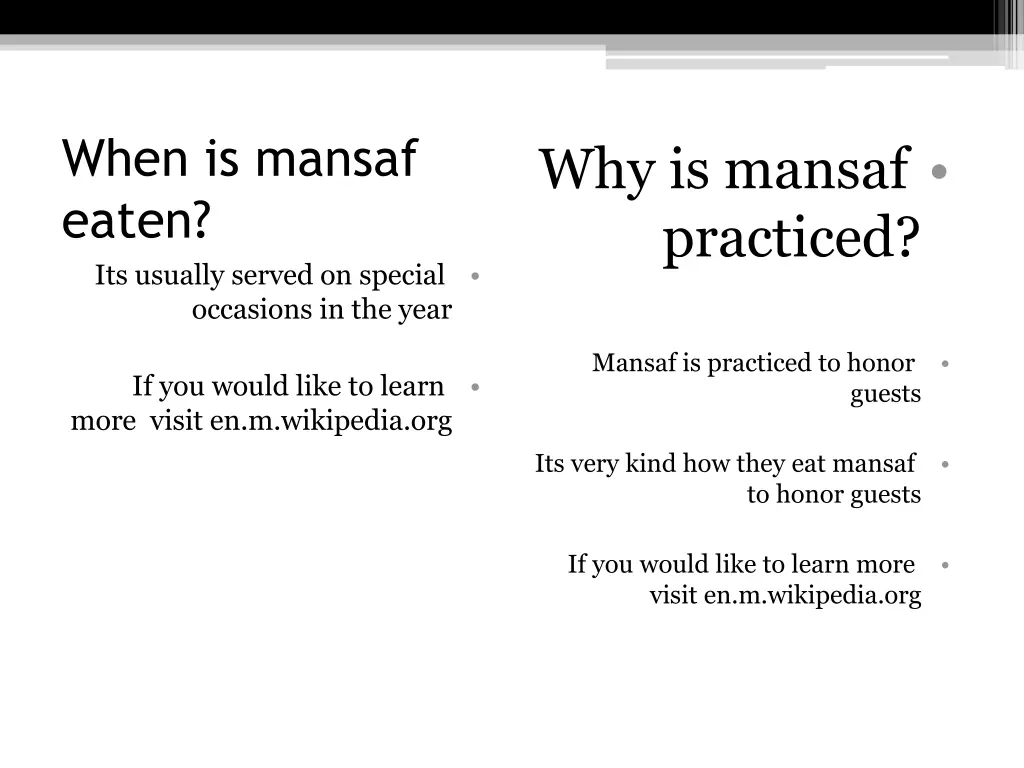when is mansaf eaten its usually served