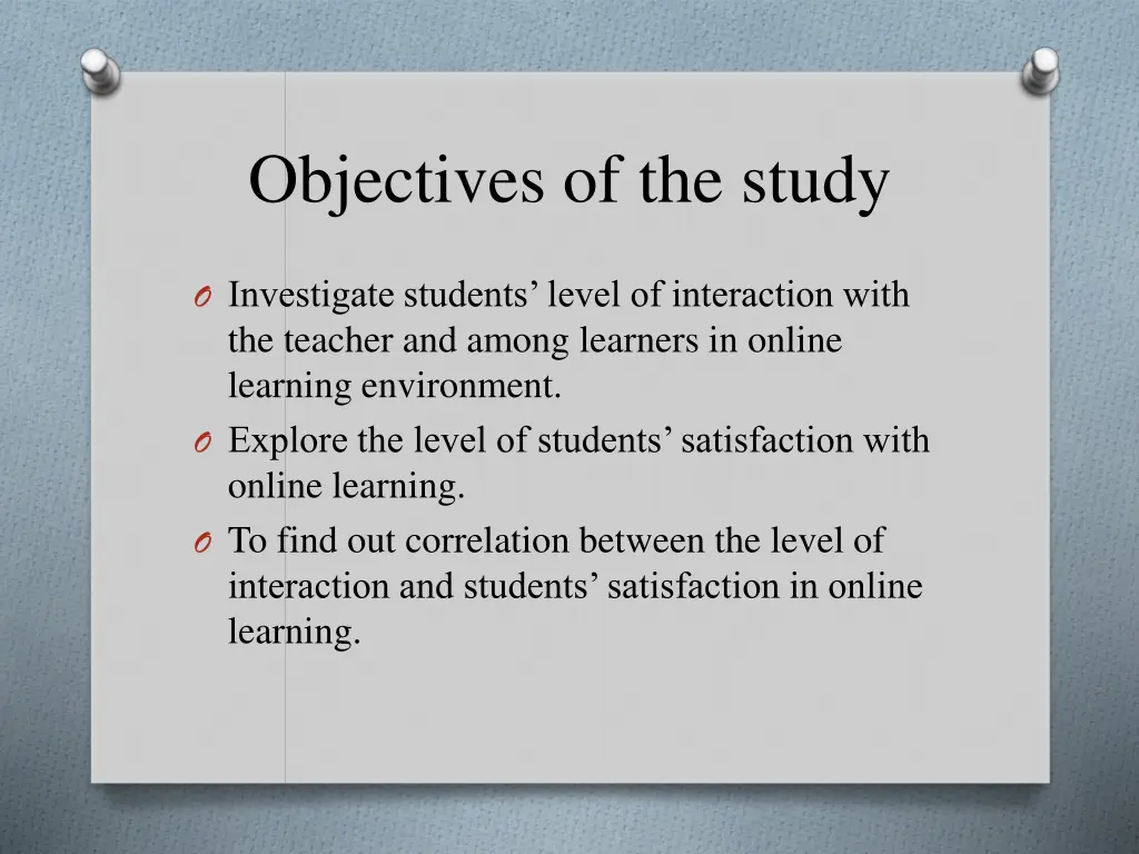 objectives of the study