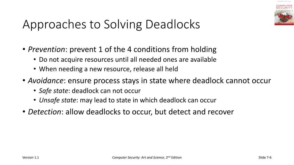 approaches to solving deadlocks
