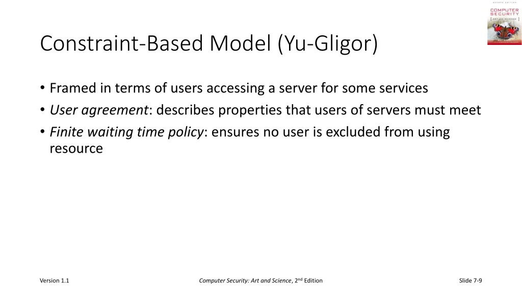 constraint based model yu gligor