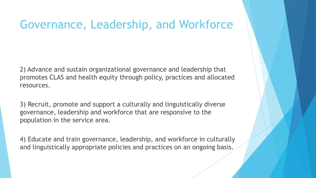 governance leadership and workforce