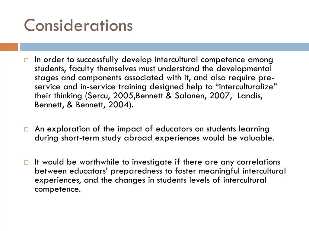 considerations