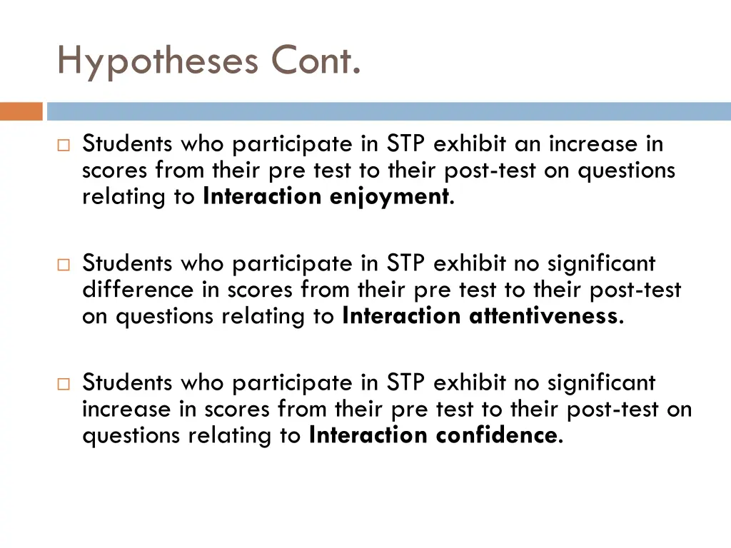 hypotheses cont