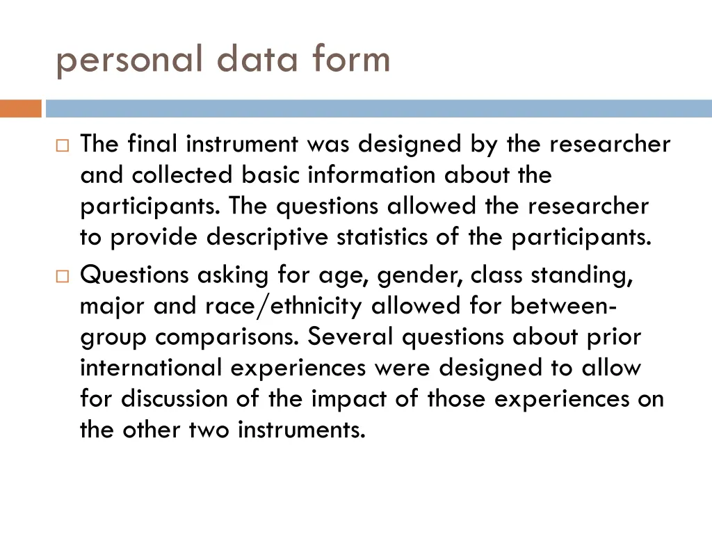 personal data form
