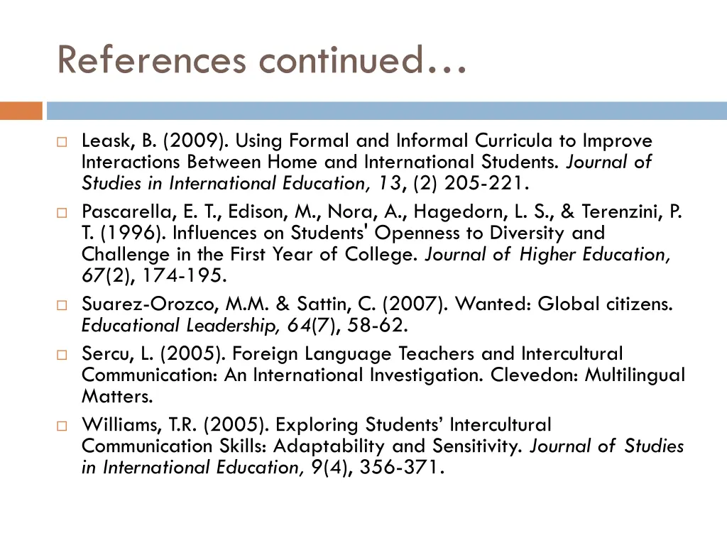 references continued