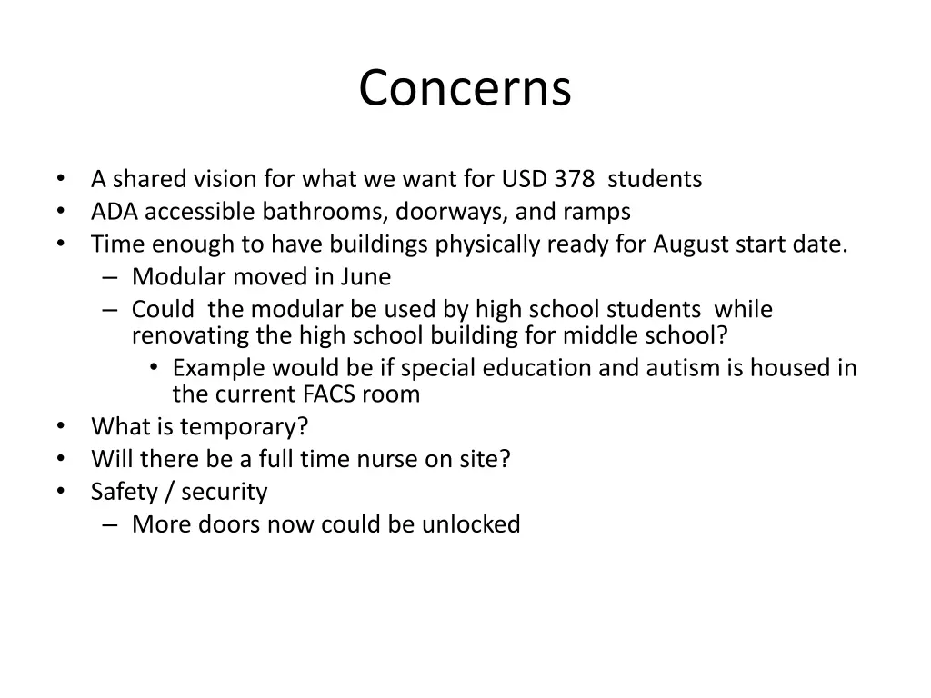 concerns
