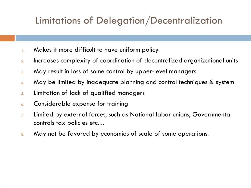 limitations of delegation decentralization