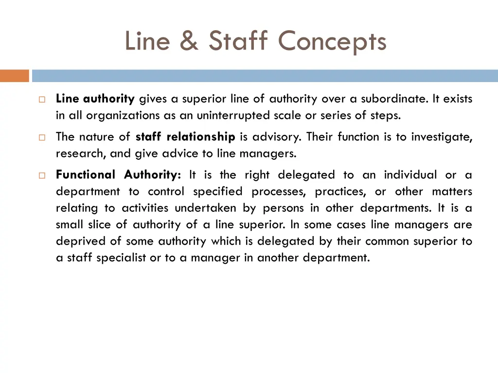 line staff concepts
