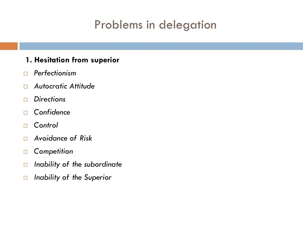 problems in delegation