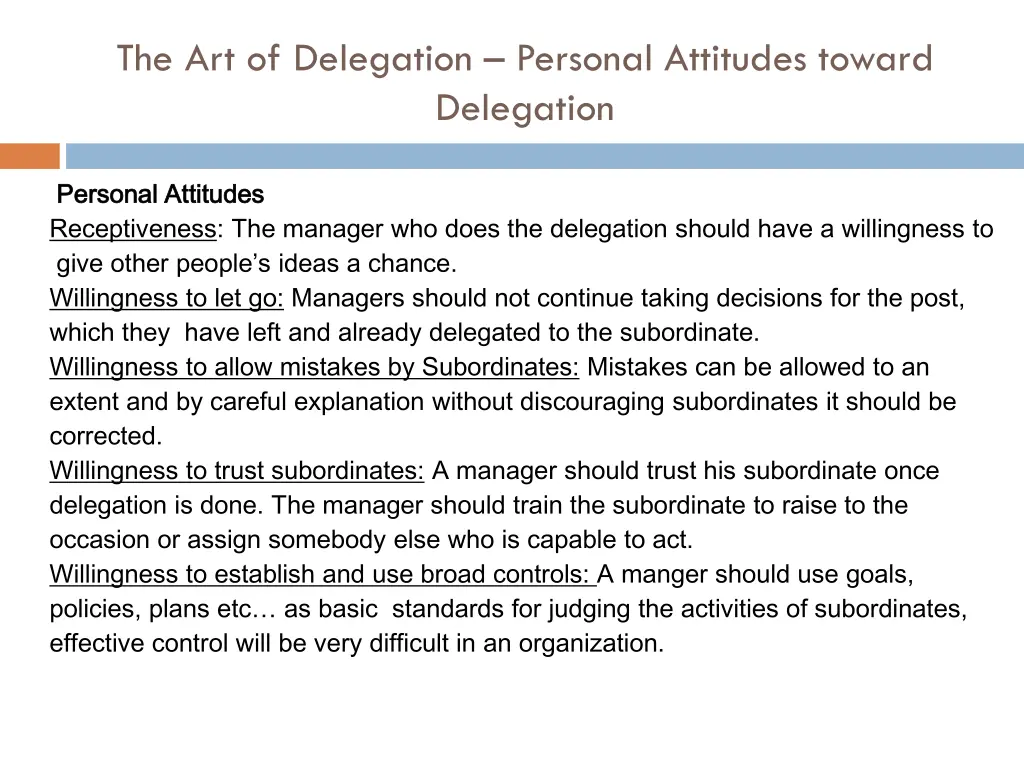 the art of delegation personal attitudes toward