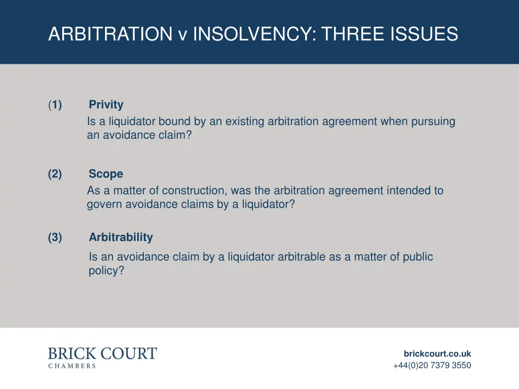 arbitration v insolvency three issues