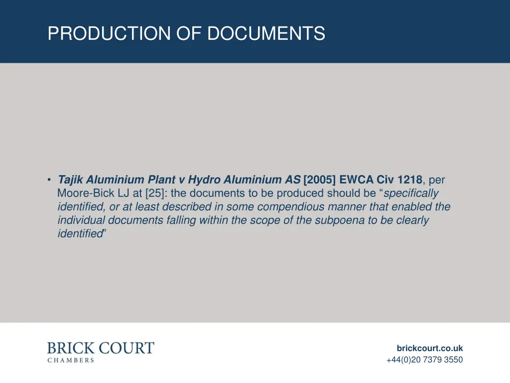 production of documents
