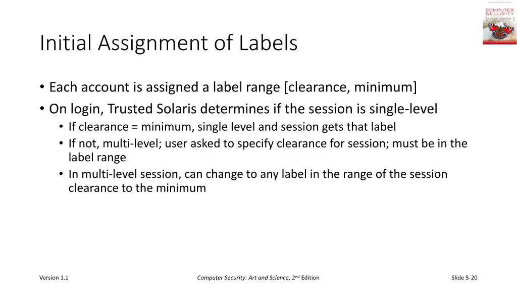 initial assignment of labels