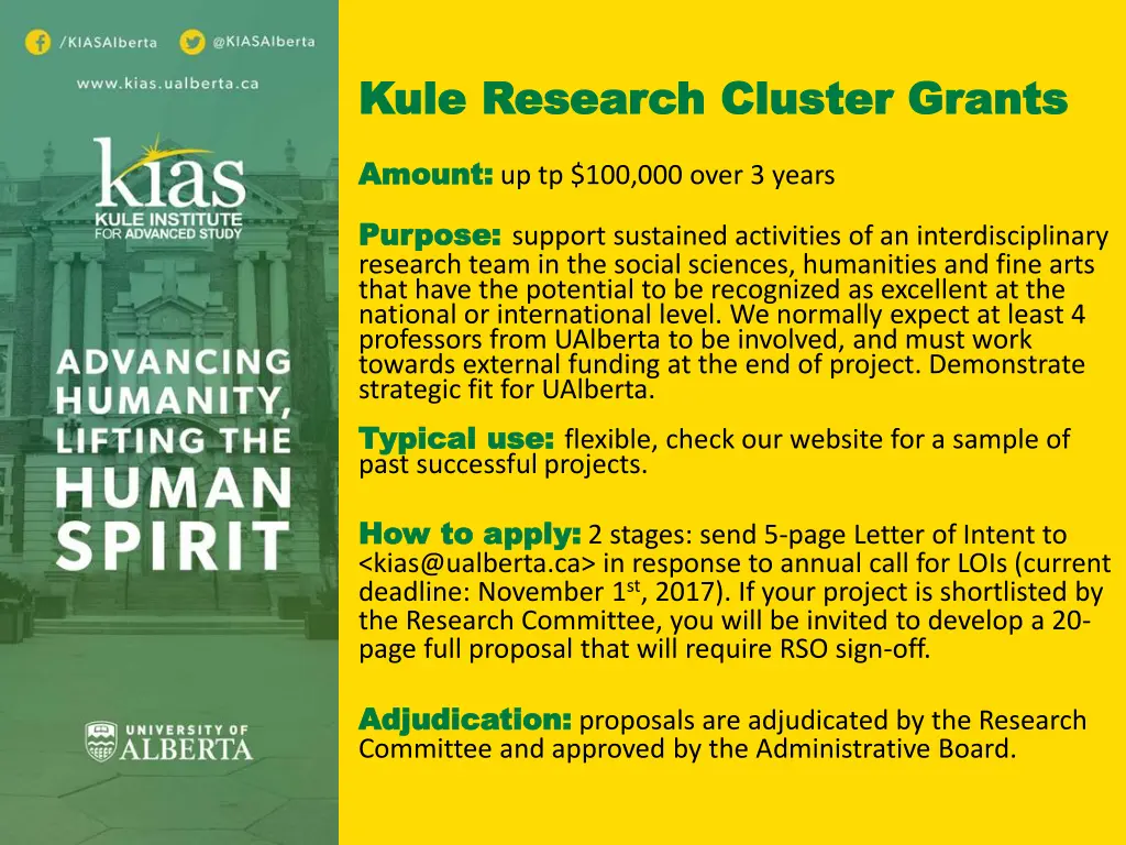kule kule research cluster grants research