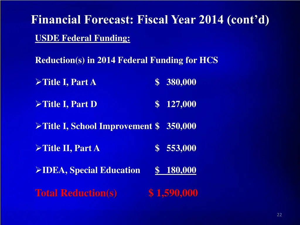 financial forecast fiscal year 2014 cont d