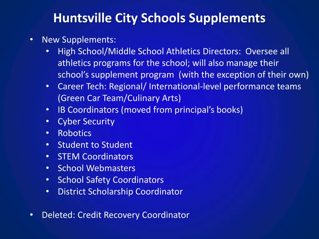 huntsville city schools supplements