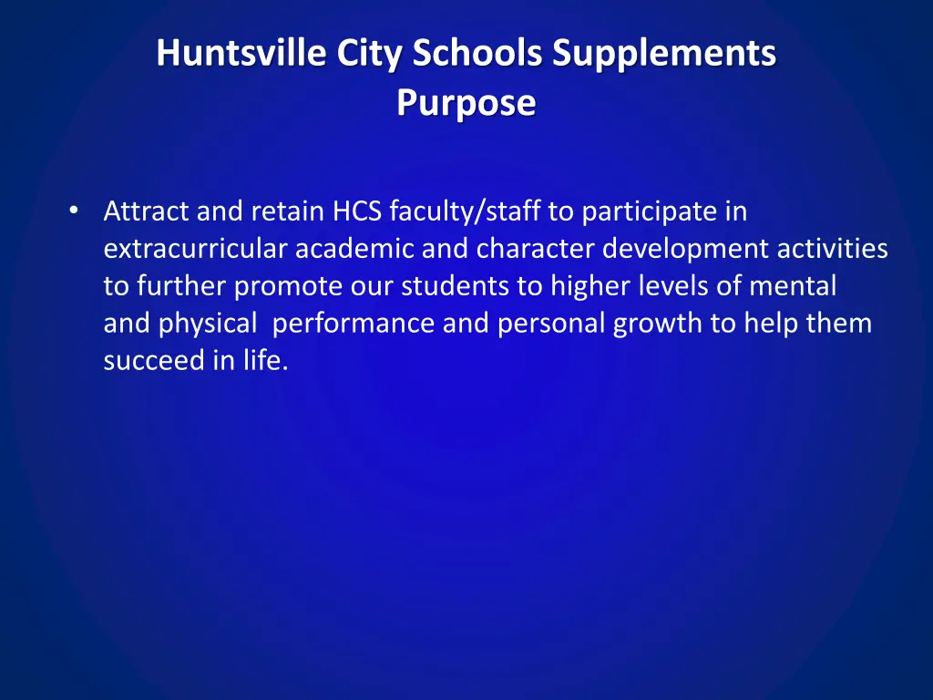 huntsville city schools supplements purpose