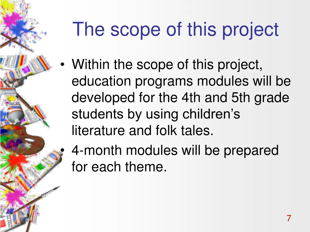 the scope of this project