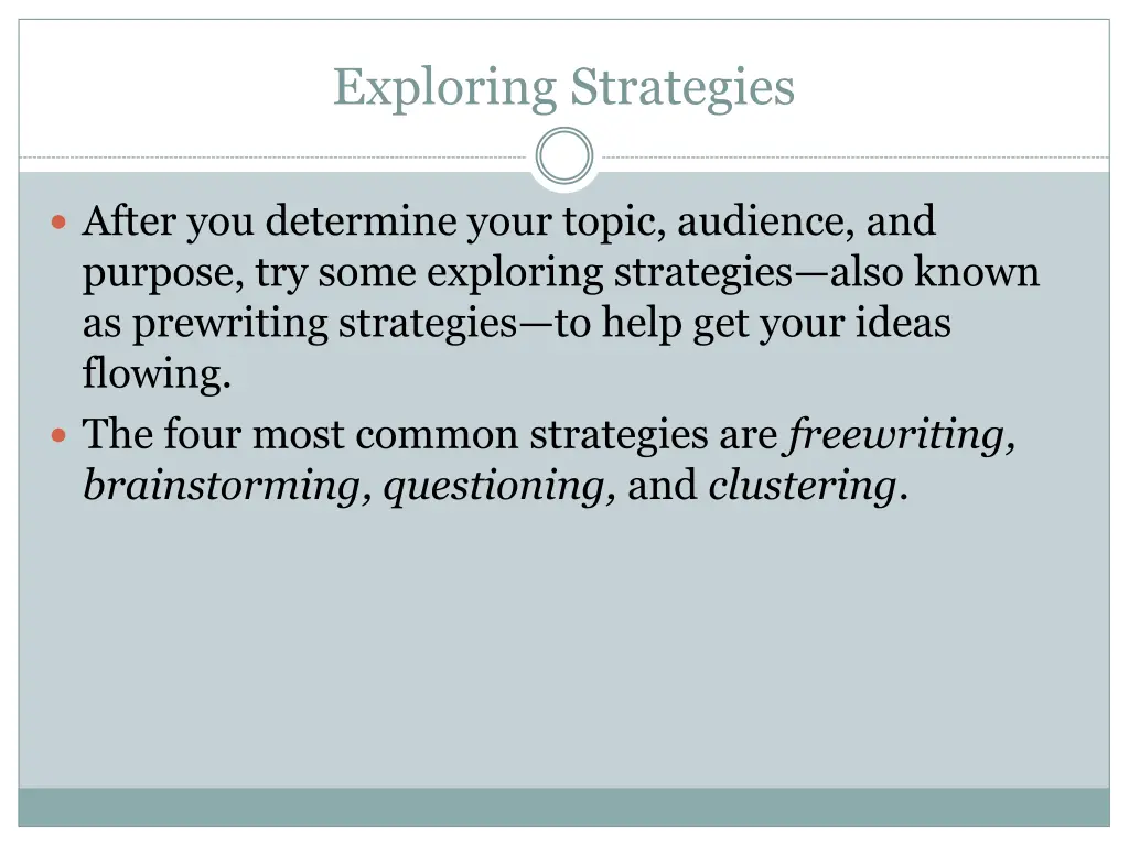 exploring strategies