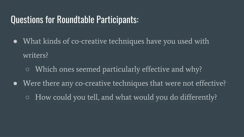 questions for roundtable participants 1