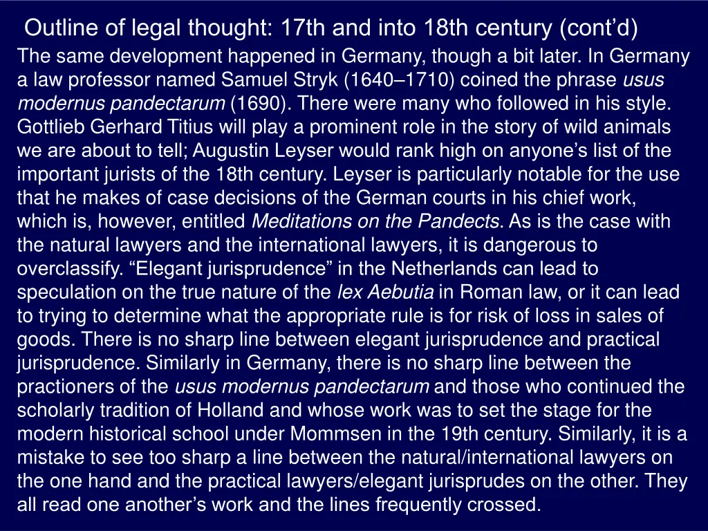 outline of legal thought 17th and into 18th 9