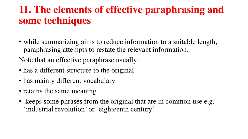 11 the elements of effective paraphrasing