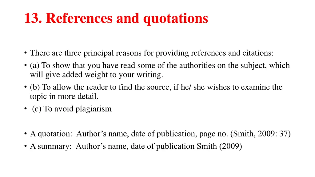 13 references and quotations