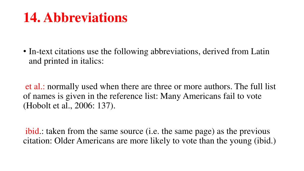 14 abbreviations