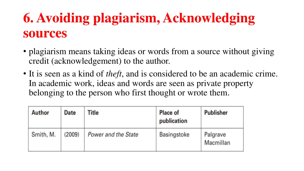 6 avoiding plagiarism acknowledging sources