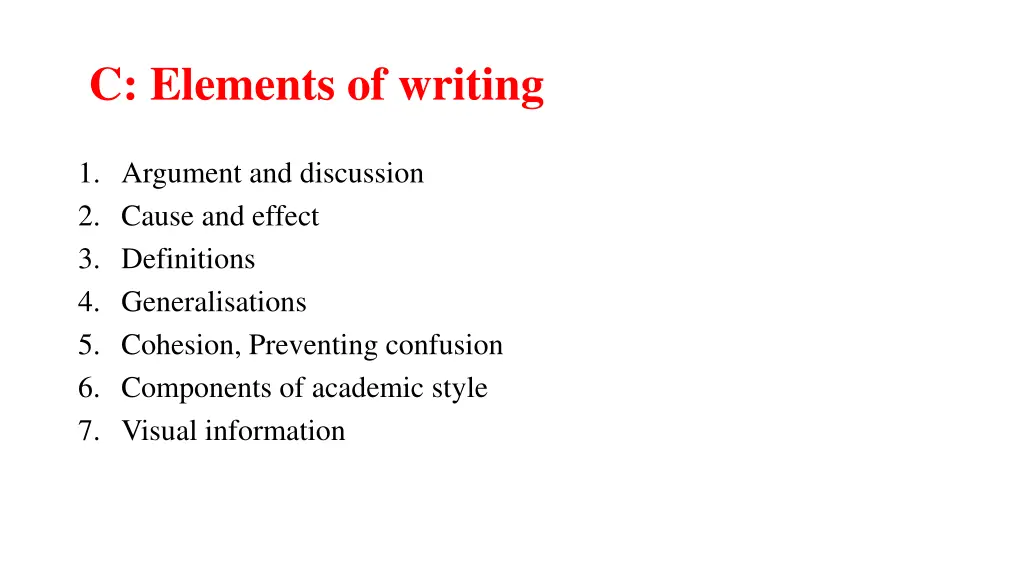 c elements of writing