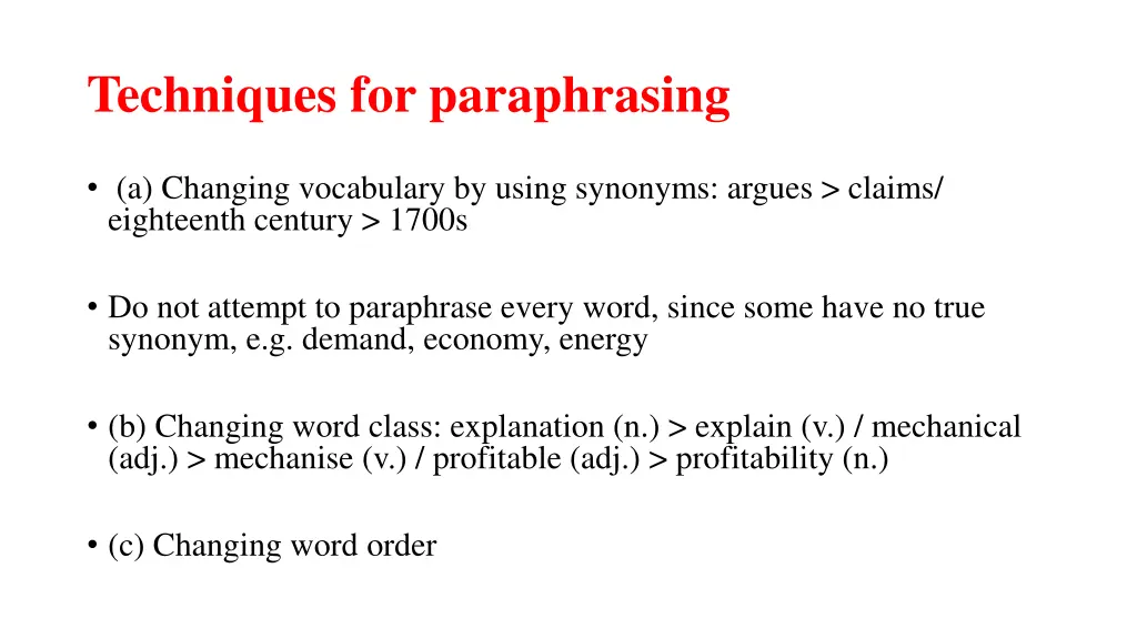 techniques for paraphrasing