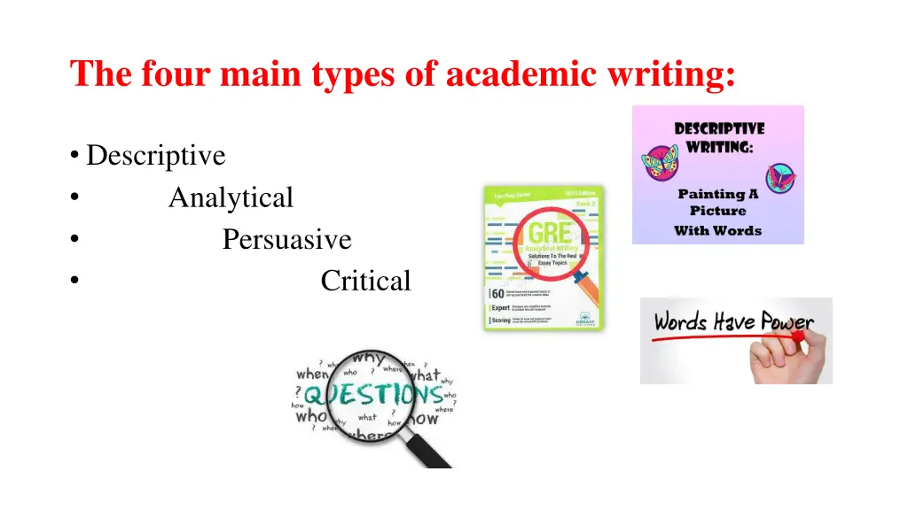 the four main types of academic writing