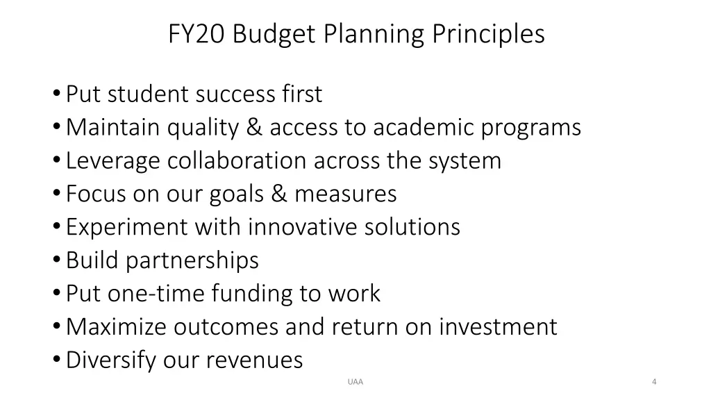 fy20 budget planning principles