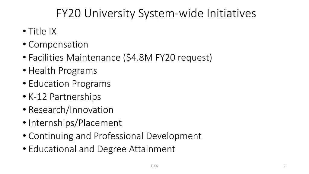 fy20 university system wide initiatives title