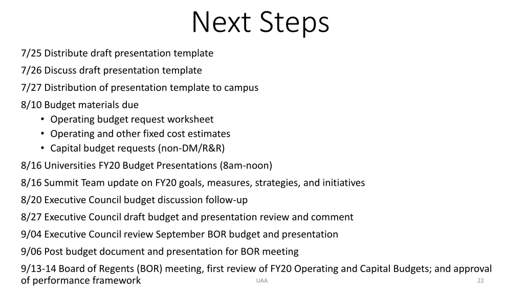 next steps