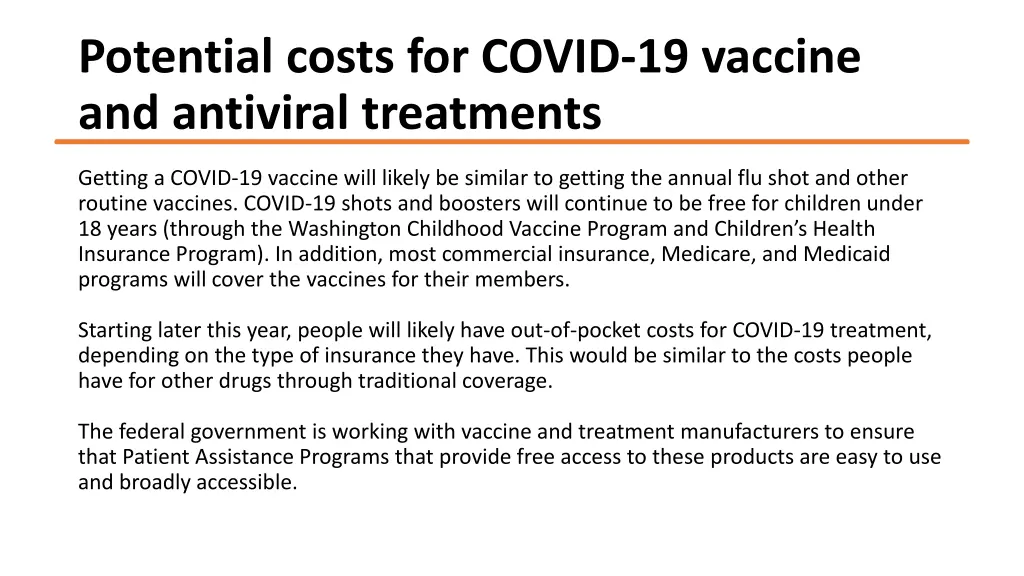 potential costs for covid 19 vaccine 1