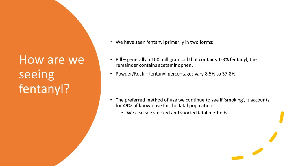 we have seen fentanyl primarily in two forms