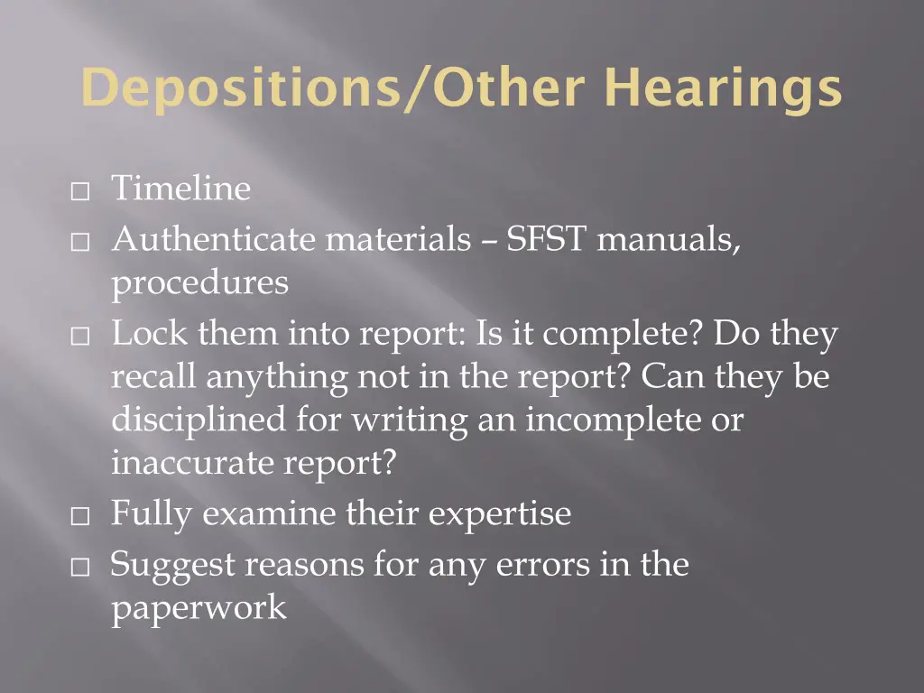 depositions other hearings