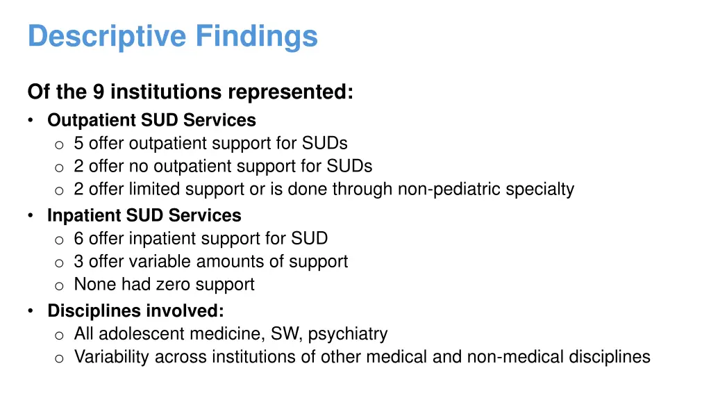 descriptive findings