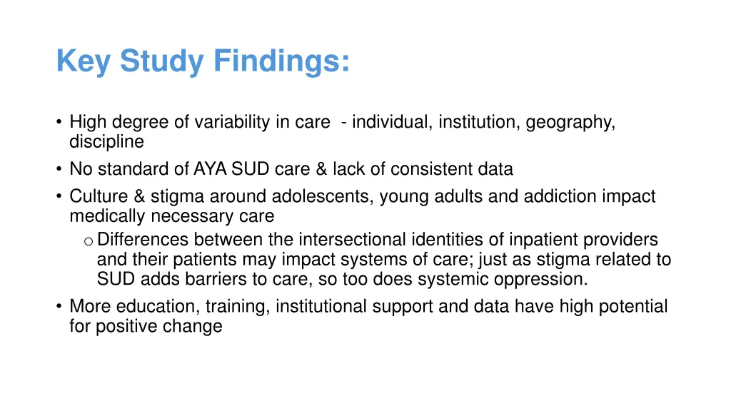key study findings