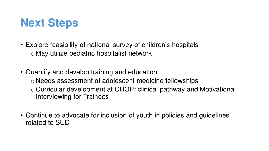 next steps