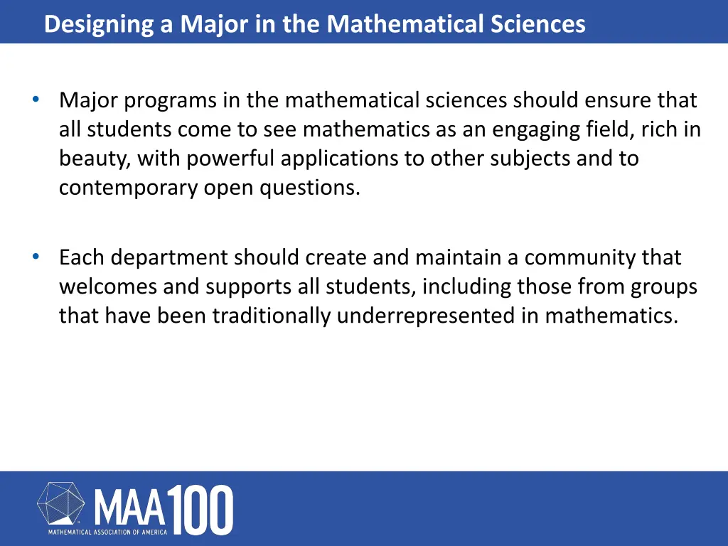designing a major in the mathematical sciences 2