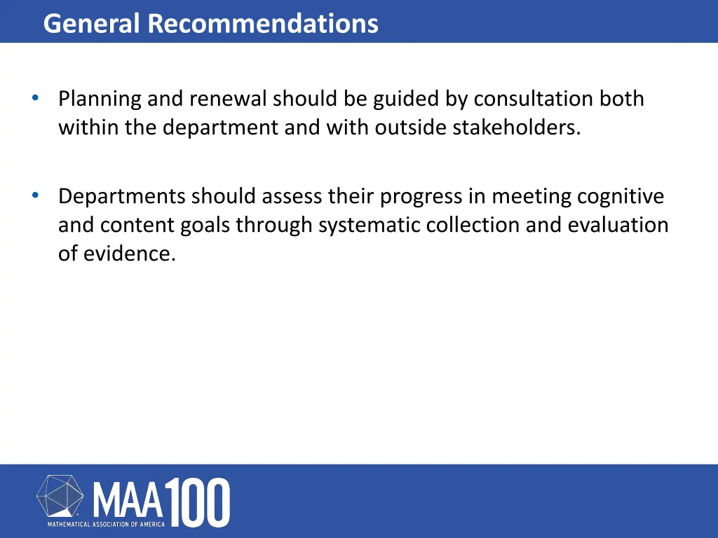 general recommendations 1