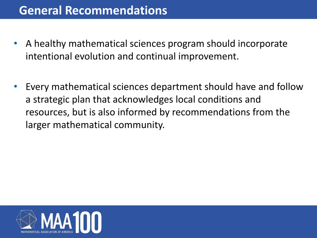 general recommendations