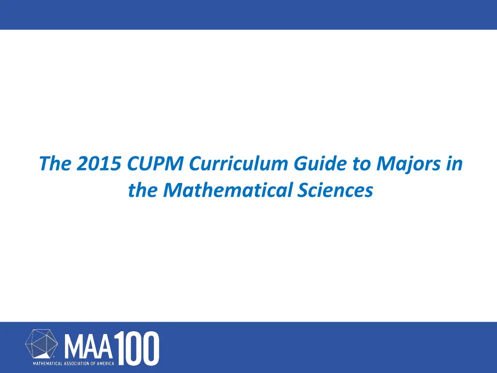 the 2015 cupm curriculum guide to majors