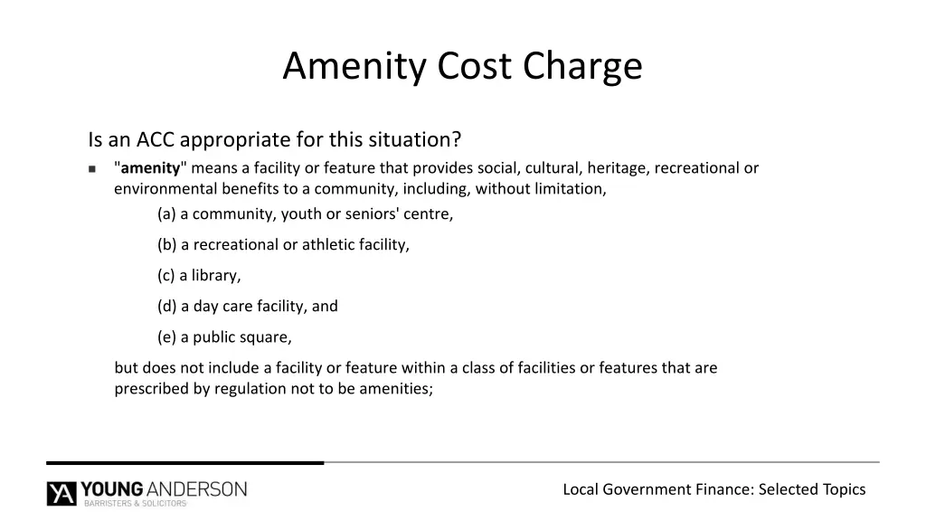 amenity cost charge