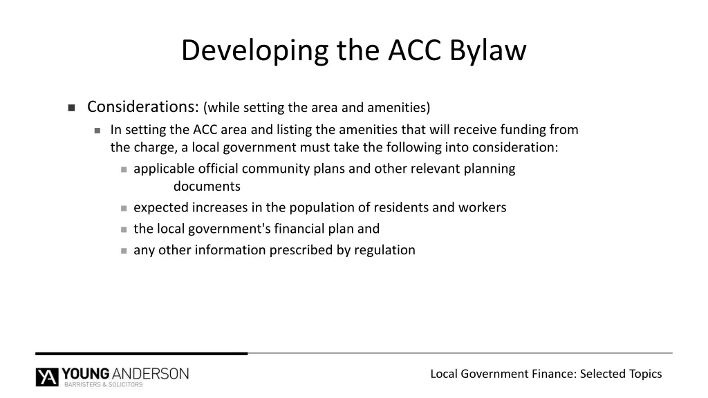 developing the acc bylaw 1