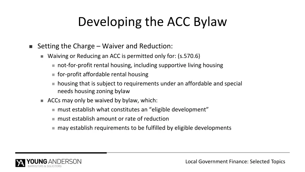 developing the acc bylaw 5