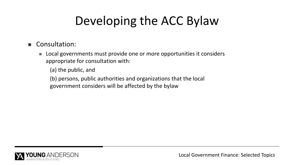 developing the acc bylaw
